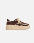 EP YAYING Shell-Embroidered Leather Slip-On Sneakers