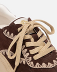 EP YAYING Shell-Embroidered Leather Slip-On Sneakers