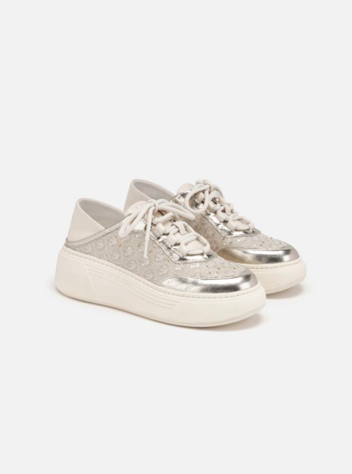 EP YAYING Chinese Brocade Embellished Flatform Sneakers