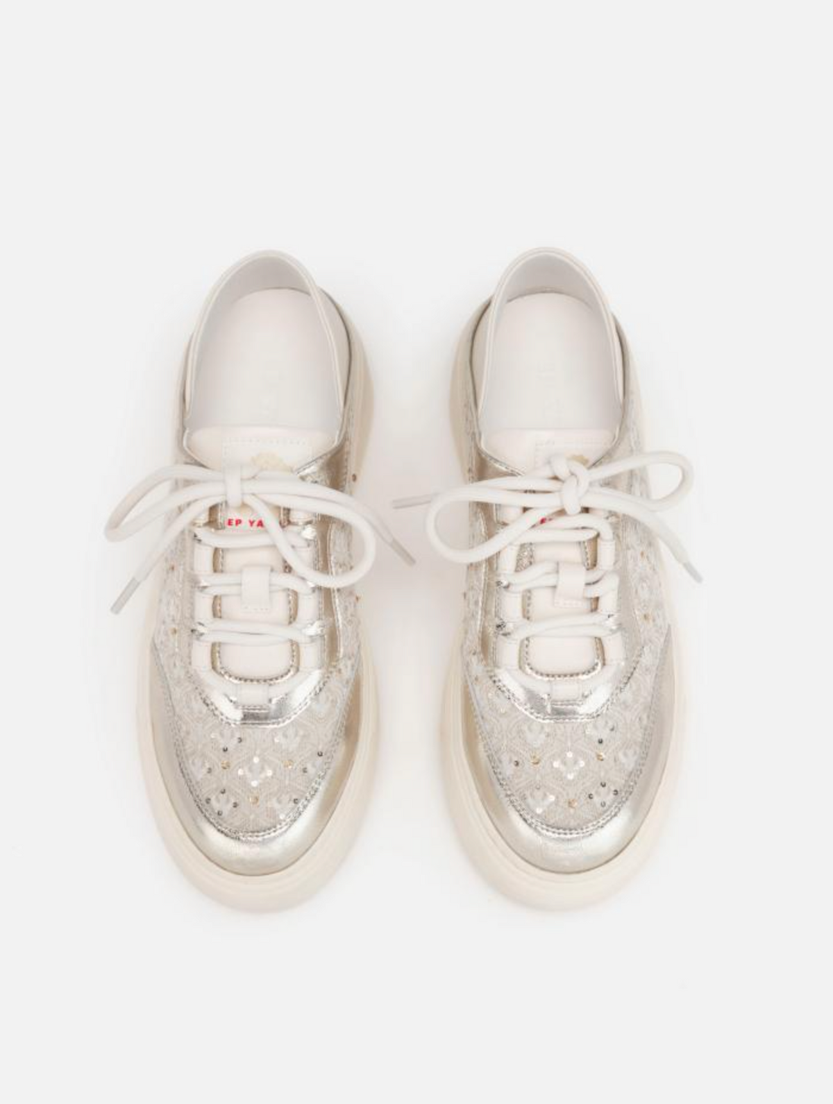 EP YAYING Chinese Brocade Embellished Flatform Sneakers