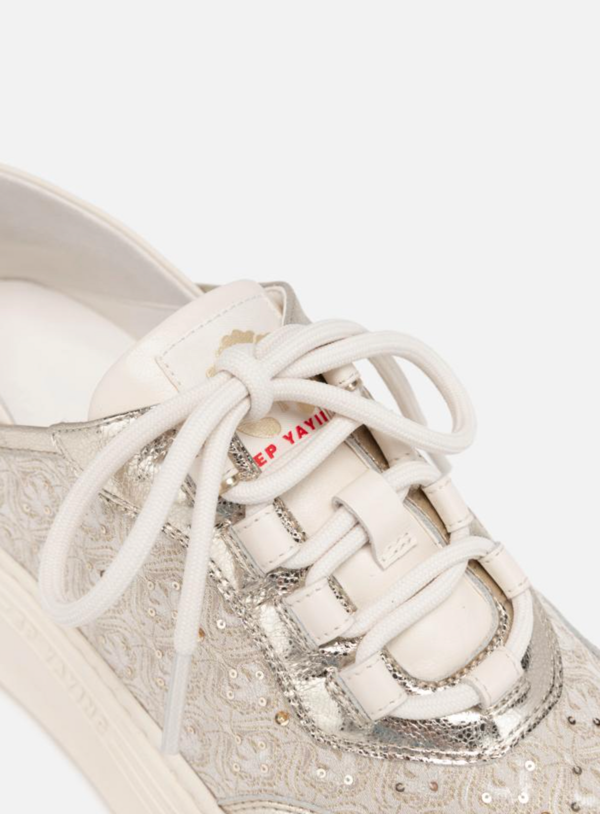 EP YAYING Chinese Brocade Embellished Flatform Sneakers