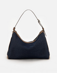 EP YAYING Denim-Leather Patchwork Handbag