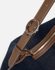 EP YAYING Denim-Leather Patchwork Handbag
