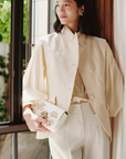 EP YAYING Blue Label Subtle Texture Mulberry Silk Shirt