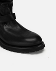 EP YAYING Fine Leather Ruched Stack Boots