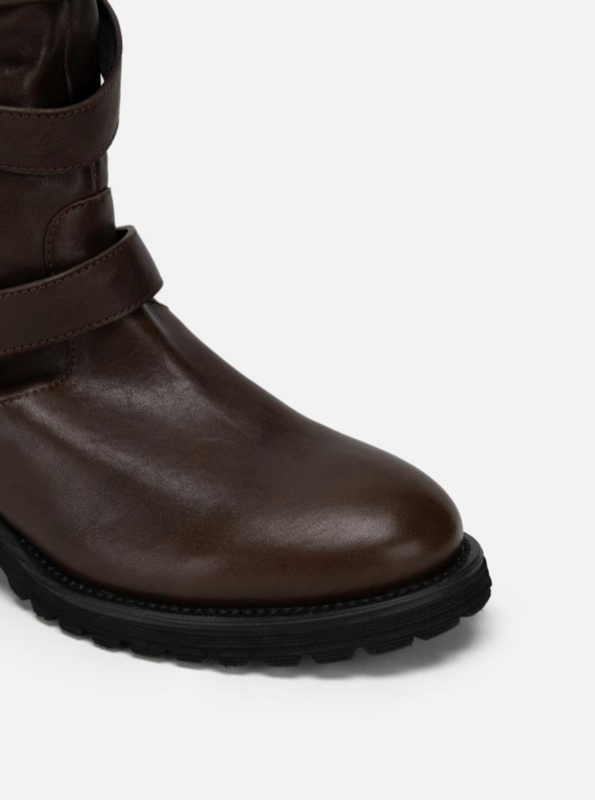 EP YAYING Leather Ruched Stack Tall Boots