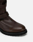 EP YAYING Leather Ruched Stack Tall Boots