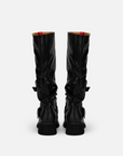 EP YAYING Leather Ruched Stack Tall Boots