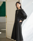 YAYING TIE-WAIST A-LINE MIDI SKIRT