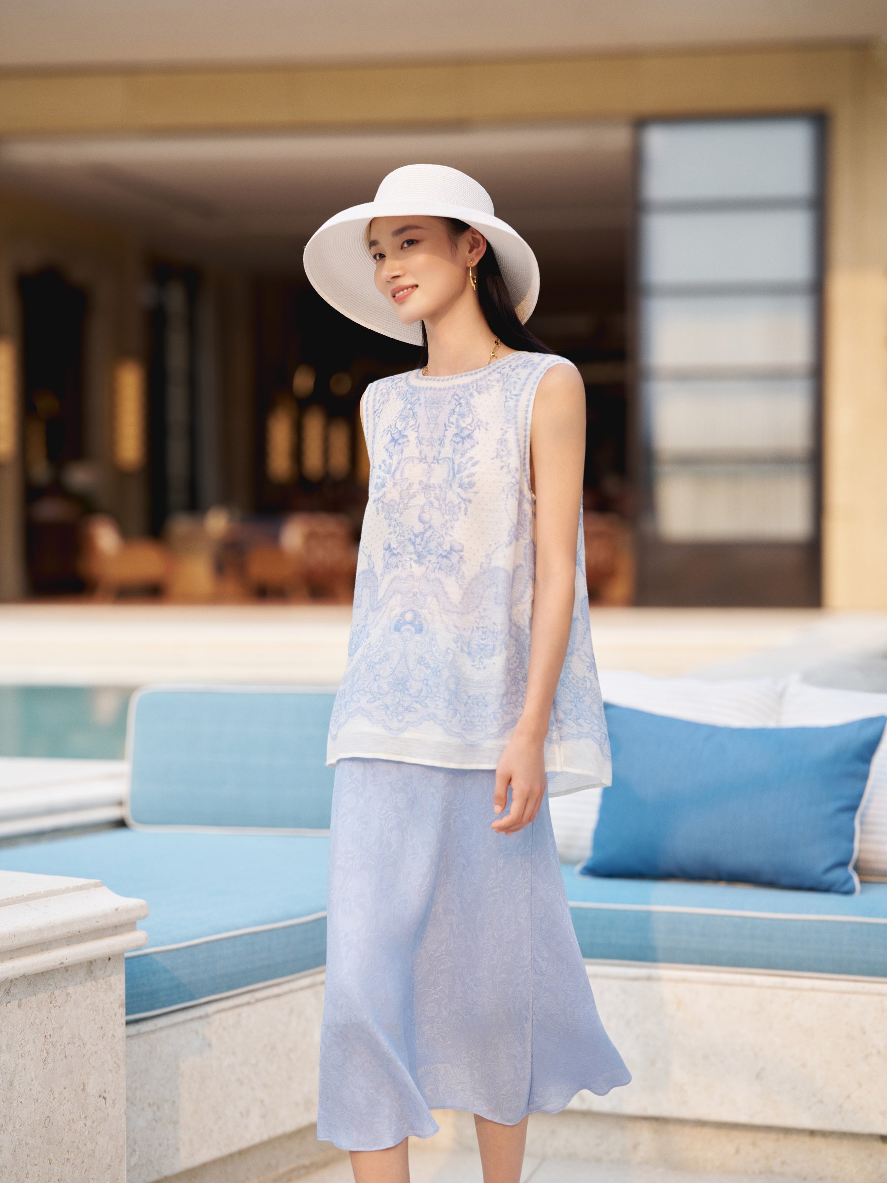 YAYING Silk Linen Crew-Neck Vest Top