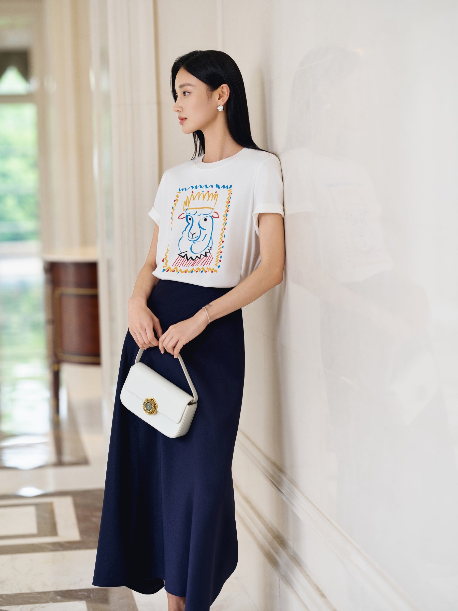 YAYING Silk Cotton Printed Short-Sleeve T-Shirt