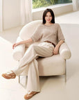 EP YAYING Relaxed Linen Blend Textured Short Sleeve Knitted Shirt