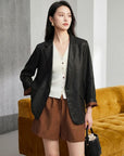 EP YAYING Intangible Heritage Xiangyun Silk 100% Double-Sided Mulberry Silk Blazer
