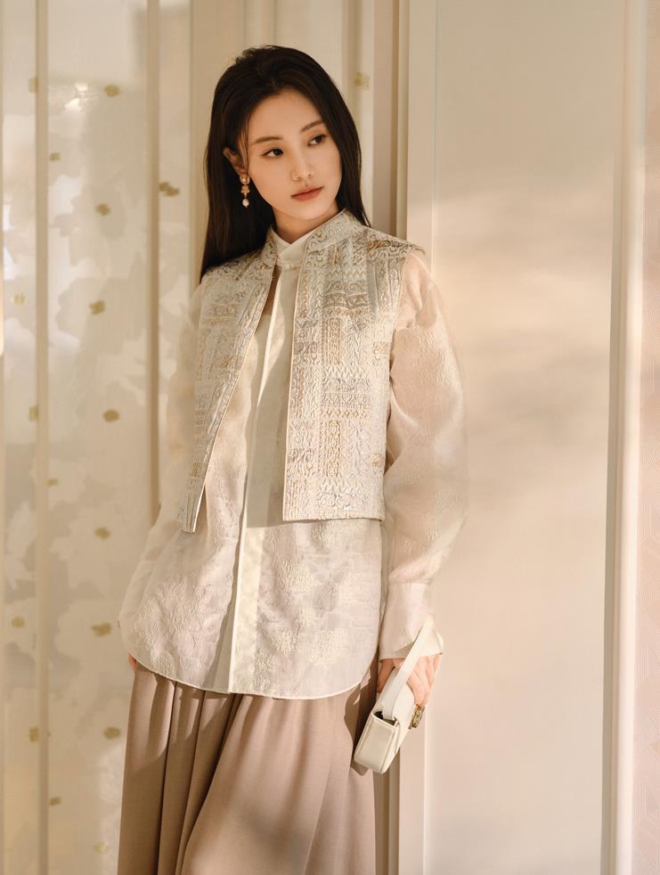 EP YAYING Mulberry Silk Casual French Style Floral Shirt Blouse