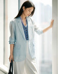 EP YAYING Silk Outfit Set with Lightweight Outer Layer and Draped Silhouette