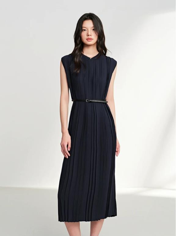 EP YAYING Triacetate Stretch Pleated A-Line Skirt