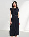 EP YAYING Triacetate Stretch Pleated A-Line Skirt