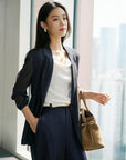 EP YAYING Textured Mesh Panel Short Sleeve Triacetate Jacket