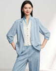 EP YAYING Silk Stretch Lightweight Draped Blazer
