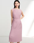 EP YAYING Elegant V-Neck Pleated Sleeveless Dress