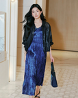 EP YAYING Elegant Pleated Waist-Cinching Slip Dress