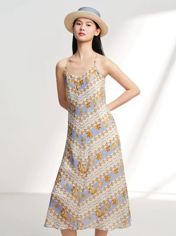 EP YAYING Pleated Elegant Waist-Cinching Slip Dress