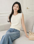 EP YAYING Triacetate Structured Mandarin Collar Waist-Cinching Vest