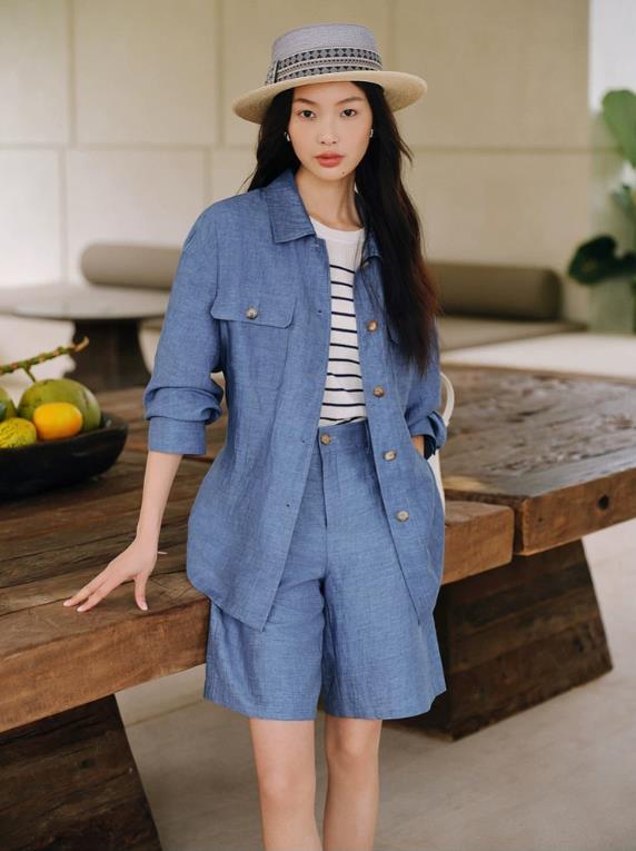 Elegant Linen Blend Structured Jacket