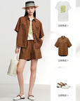 EP YAYING Gambiered Silk Shorts EGLES6205AK