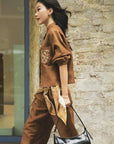 EP YAYING Long-Sleeve Gambiered Silk Shirt EGLES2236AK