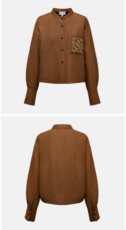EP YAYING Long-Sleeve Gambiered Silk Shirt EGLES2236AK