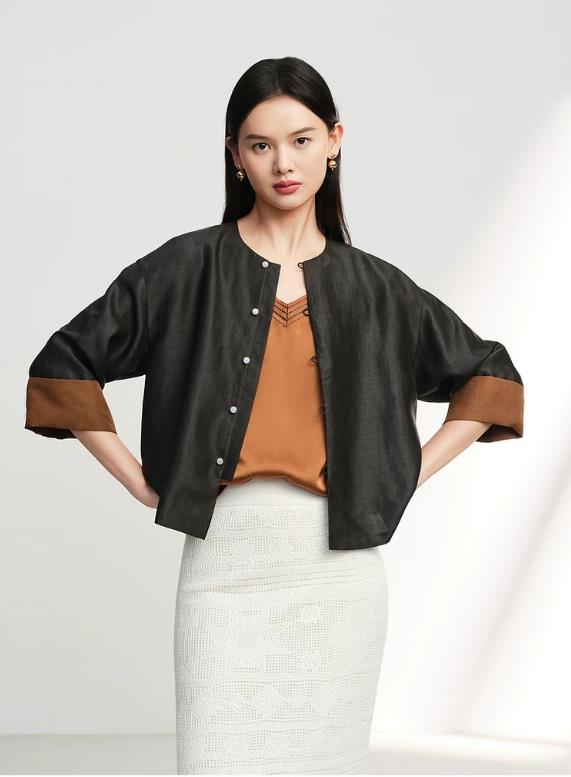 EP YAYING Gambiered Silk Coat EGLES1271AH
