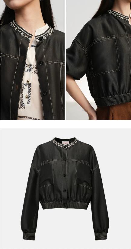 EP YAYING Embroidered Gambiered Silk Coat EGLES1248BH