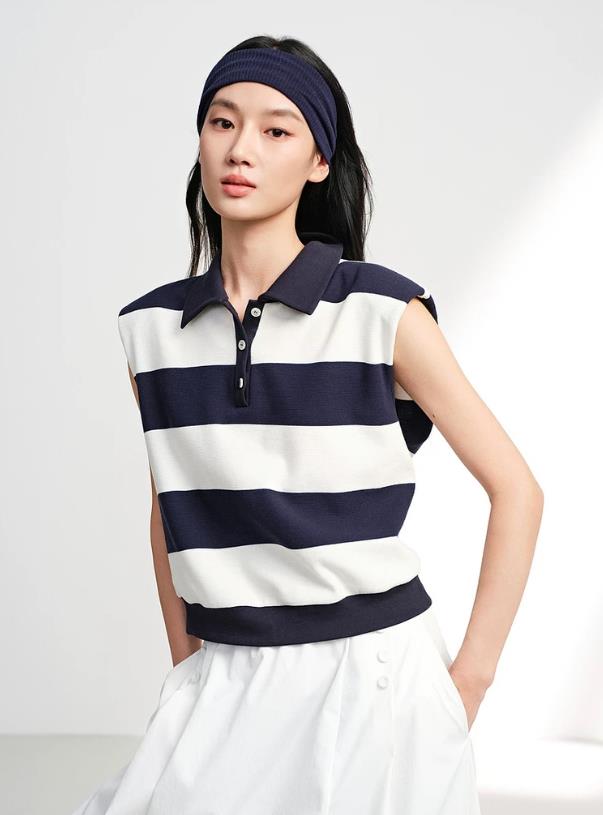 EP YAYING Striped Polo Neck Top EGLEC5131AZ