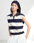 EP YAYING Striped Polo Neck Top EGLEC5131AZ