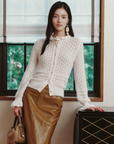 EP YAYING Blue Label Silk Wool Cashmere Ruffle-Collar Sweater EGLIG9145A