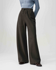EP YAYING Wool Blend Drawstring High-Waist Wide-Leg Pants EGLIA6466A