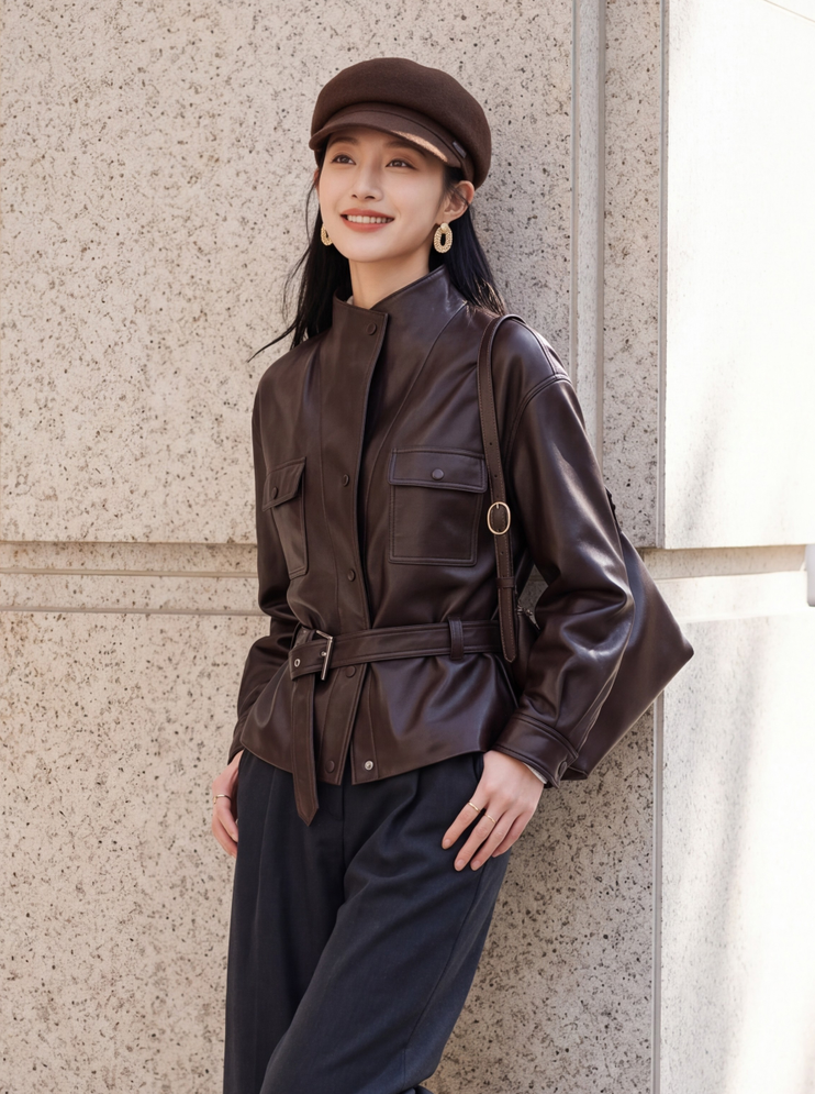 EP YAYING Sleek Modern Fitted Leather Jacket EGLIFP123A