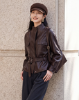 EP YAYING Sleek Modern Fitted Leather Jacket EGLIFP123A