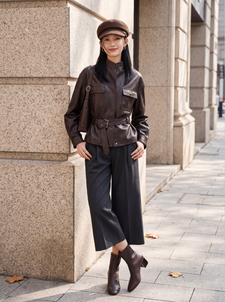 EP YAYING Sleek Modern Fitted Leather Jacket EGLIFP123A