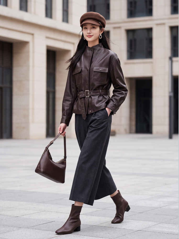 EP YAYING Sleek Modern Fitted Leather Jacket EGLIFP123A