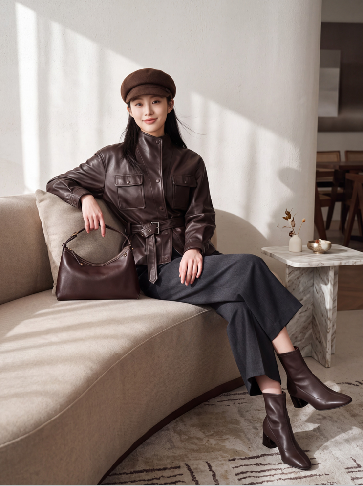EP YAYING Sleek Modern Fitted Leather Jacket EGLIFP123A