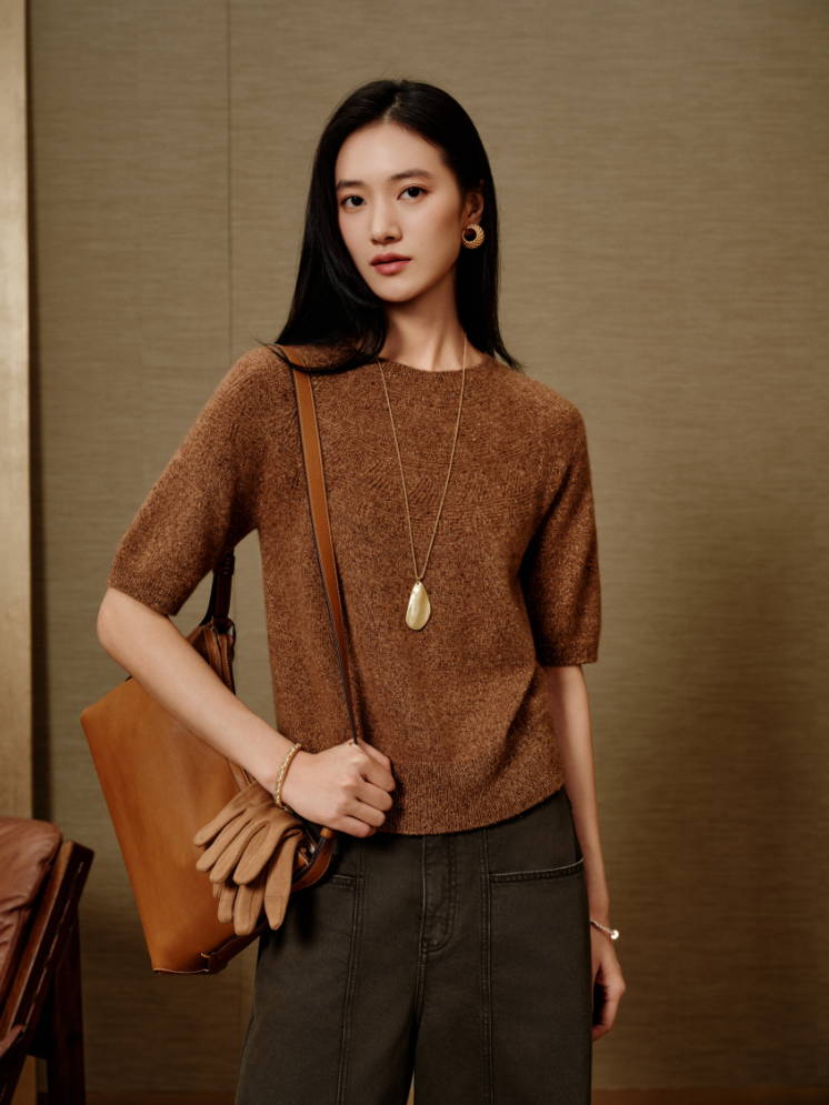 YAYING Cashmere Short-Sleeve Knit Top EPLIG9530A