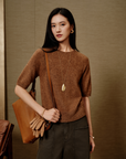 YAYING Cashmere Short-Sleeve Knit Top EPLIG9530A