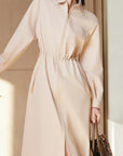 YAYING Cotton Wool Lapel Waist-Cinched Easy-Care Jacket