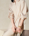 YAYING Cotton Wool Lapel Waist-Cinched Easy-Care Jacket