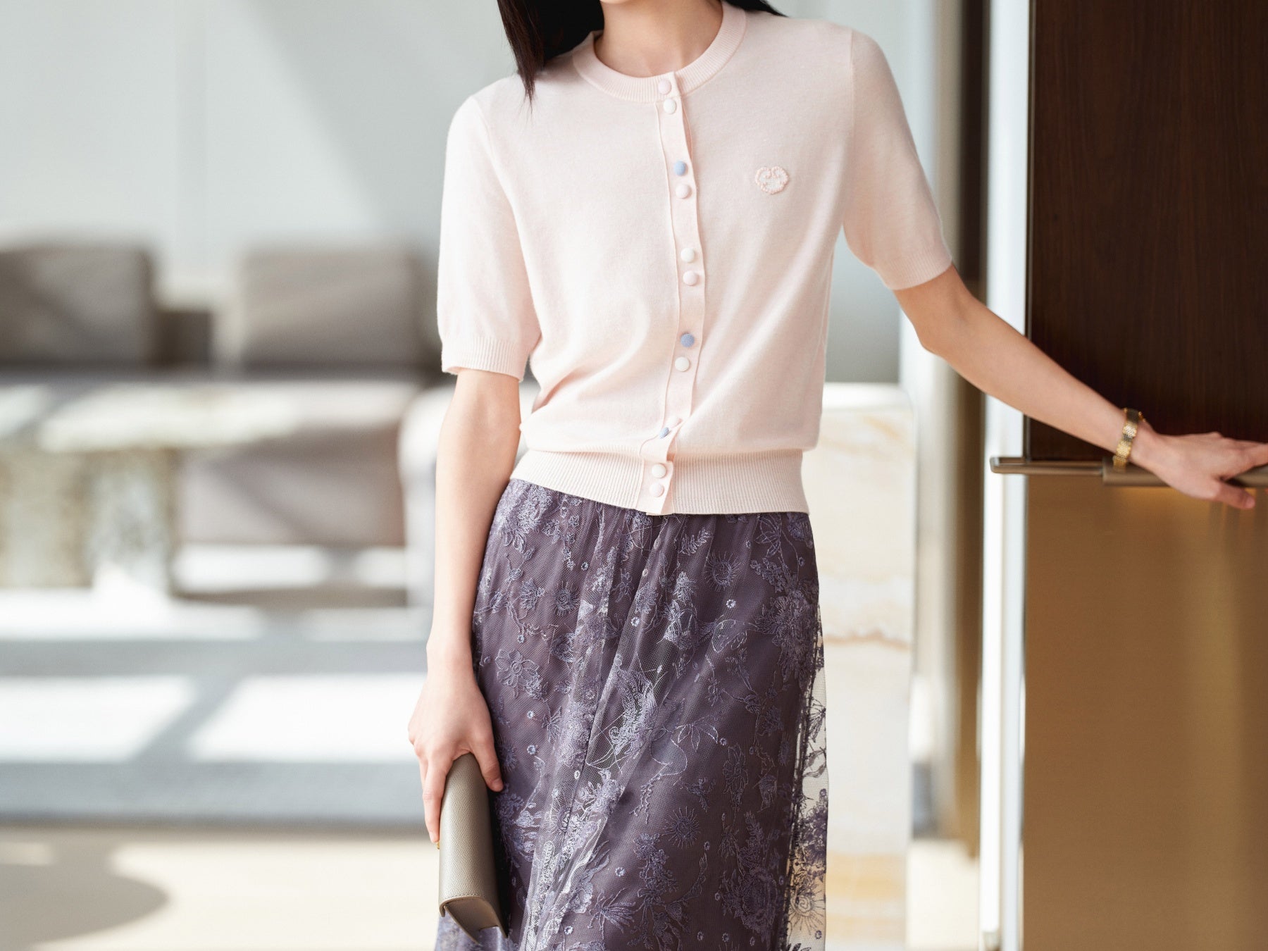 YAYING Wool Cashmere Color Button Cardigan