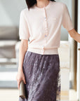 YAYING Wool Cashmere Color Button Cardigan