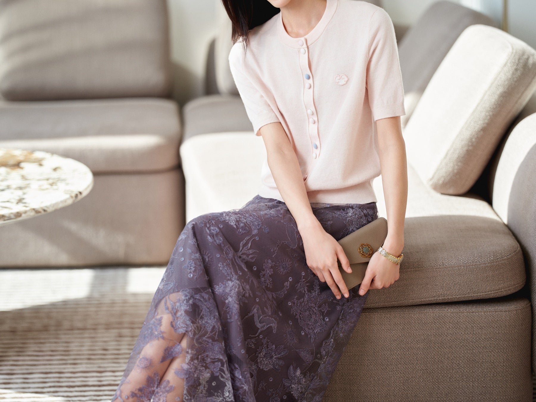 YAYING Wool Cashmere Color Button Cardigan