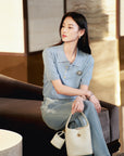 YAYING Knit Cable Polo Shirt